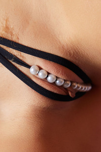 Her Sexy Panties, The String Of Pearls Designed To Stimulate Her Pussy